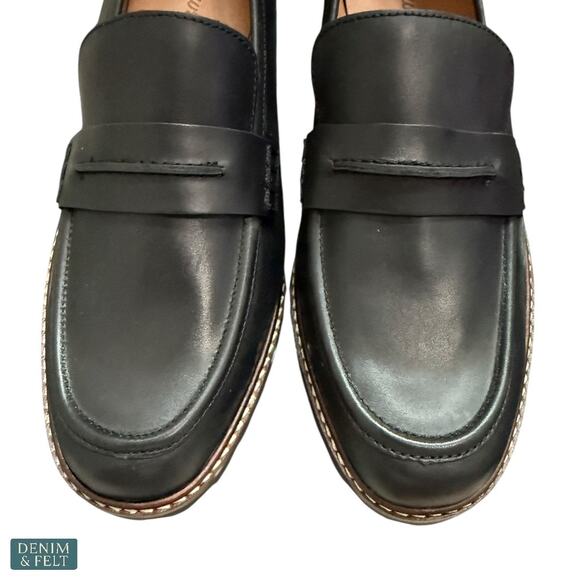 NEW Madewell The Corinne Leather Chunky Lug Sole Penny Loafer Black Minimal Luxe - Picture 10 of 13
